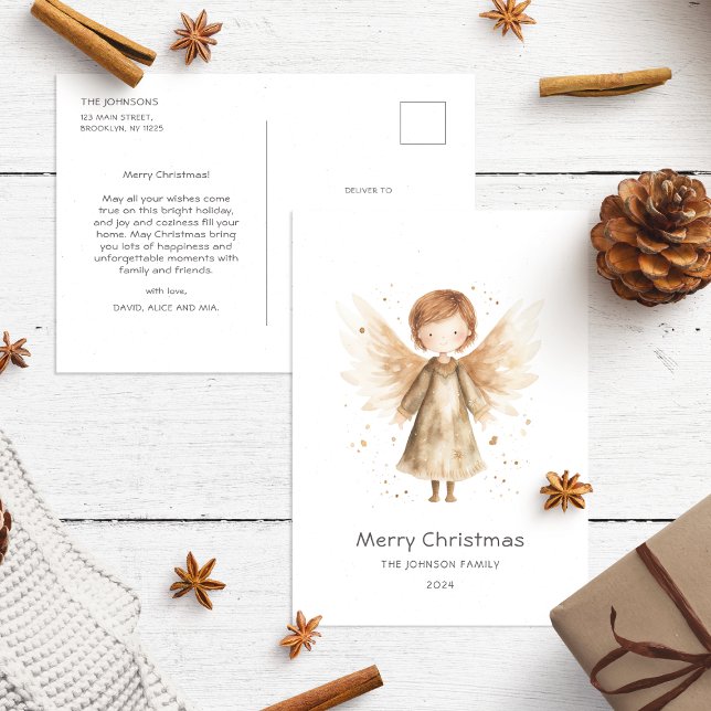 Postal Navidades de Cute Boho Beige Baby Angel (Subido por el creador)