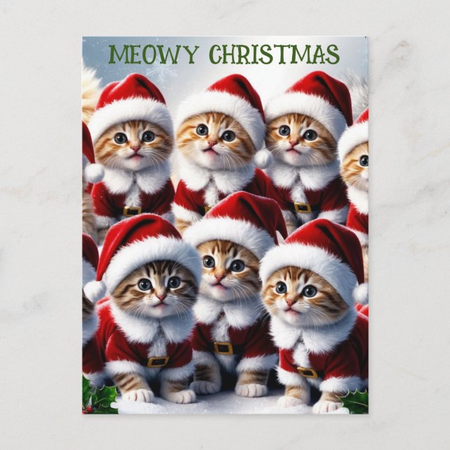 Postal Navidades de Cute Funny Cat Kitten Meowy (Anverso)