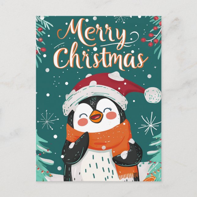 Postal Navidades de Cute Penguin (Anverso)