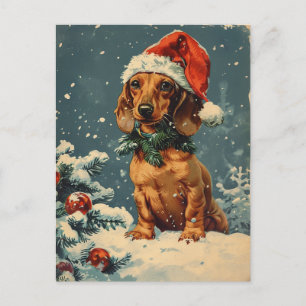 Postal Navidades de Dachshund
