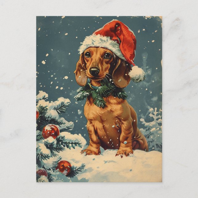 Postal Navidades de Dachshund (Anverso)