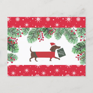 Postal Navidades de Dachshund se burlan de los copos de n
