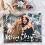 Postal Navidades de escritura de pincel moderno foto este<br><div class="desc">Guión de pincel moderno Marea Estrella de Navidad postal</div>