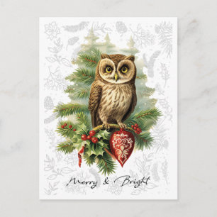 Postal Navidades de estilo vintage Lechuza de Nieve y Eve