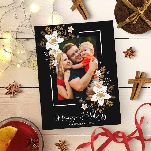Postal Navidades de Flores Blancas de Felices Fiestas (Subido por el creador)