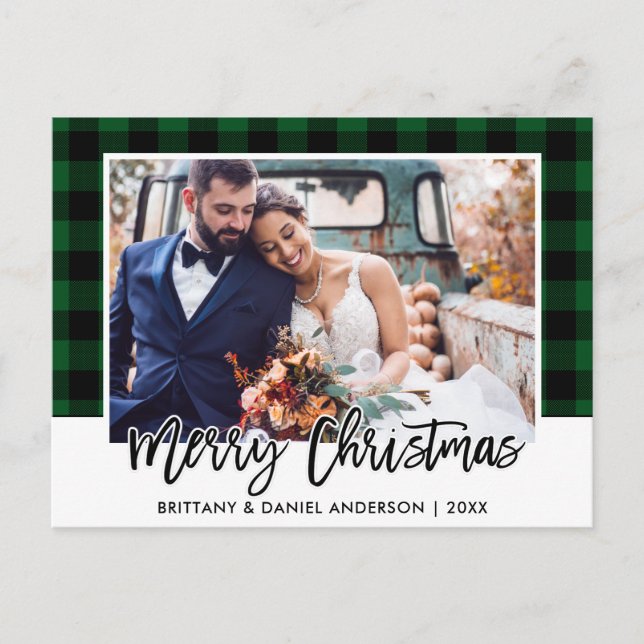 Postal Navidades de fotografía de Boda de plástico con es (Anverso)