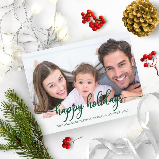 Postal Navidades de fotografía de Happy Holidays Green Ca (Subido por el creador)