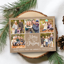 Postal Navidades de fotografía de Kraft Rústico de la cal