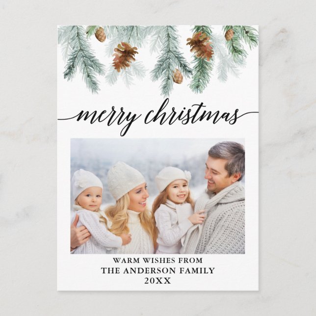 Postal Navidades de fotografía de la caligrafía acuarela  (Anverso)