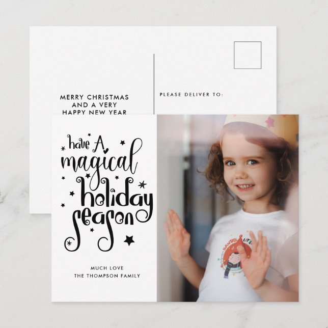 Postal Navidades de fotografía de temporada de festividad (Anverso / Reverso)