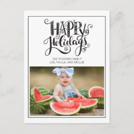 Postal Navidades de fotografía familiares de White Happy