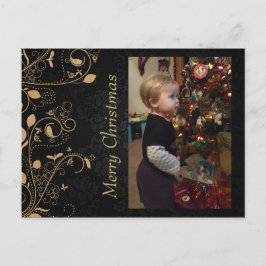 Postal Navidades de fotografía personalizados en negro y