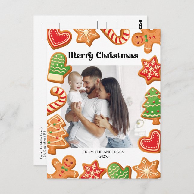 Postal Navidades de fotos de las cookies de Gingerbread (Anverso / Reverso)