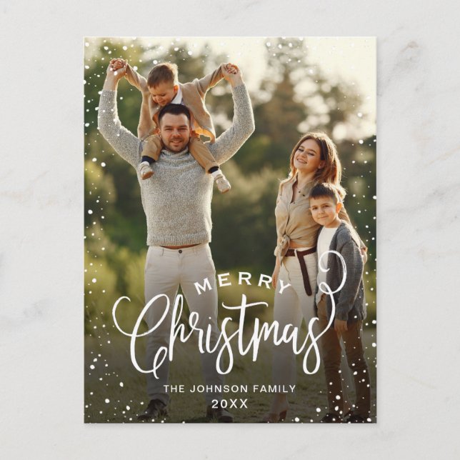 Postal Navidades de fotos de vacaciones felices y moderna (Anverso)