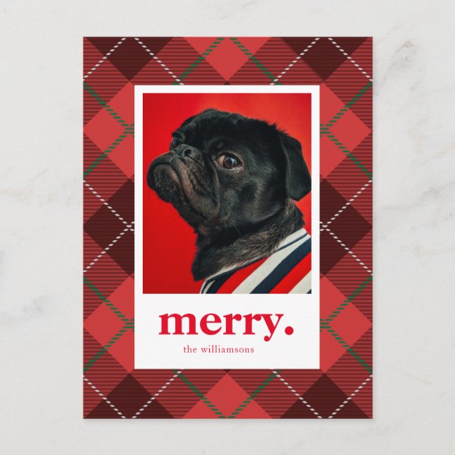 Postal NAVIDADES DE FOTOS DE VACACIONES | Merry Red Ploug (Anverso)