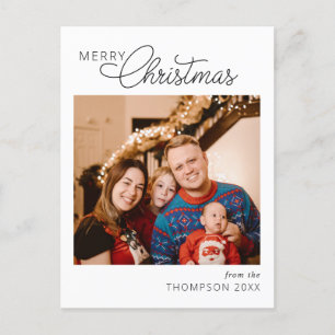 Postal Navidades de fotos navideñas con escritura moderna