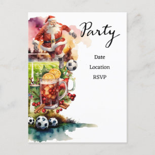 Postal Navidades de fútbol con Santa Claus jugando al bal