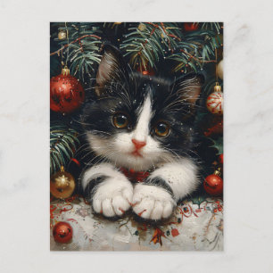Postal Navidades de gatos de aguijón de Tuxedo
