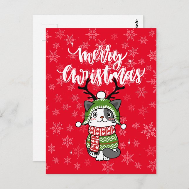 Postal Navidades de gatos ricas repartiendo estufas en Ga (Anverso / Reverso)