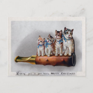 Postal Navidades de gatos victorianos