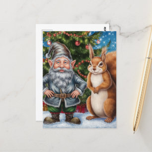 Postal Navidades de Gnome y Squirrel festivos