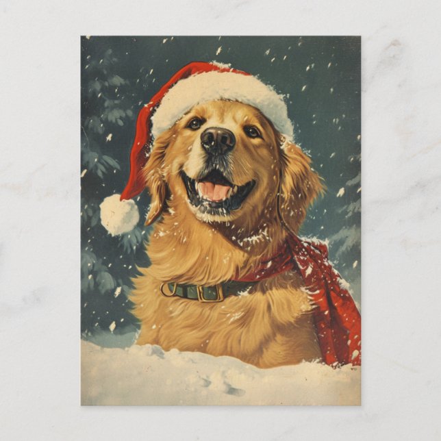 Postal Navidades de Golden Retriever (Anverso)