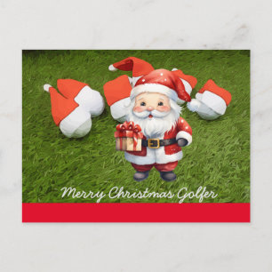 Postal Navidades de golf con gorra de la pelota de Santa 