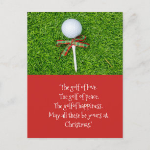 Postal Navidades de golf con pelota de golf y tee con cin