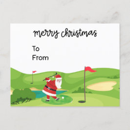 Postal Navidades de golf con Santa Claus para divertidos 