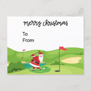Postal Navidades de golf con Santa Claus para divertidos 