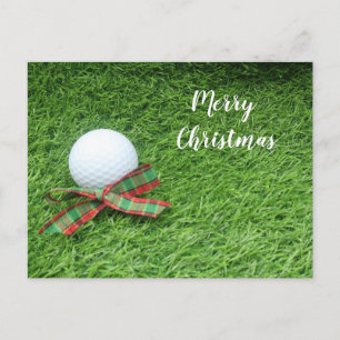 Postal Navidades de golf de vacaciones con bolas de golf 