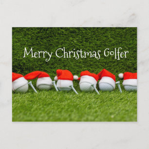 Postal Navidades de golf gorra con balón de golf y sombre