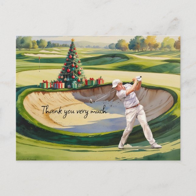 Postal Navidades de golf temáticos para golfistas (Anverso)