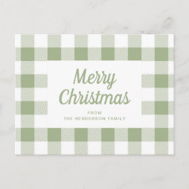 Postal Navidades de Green Plaid de Sage Moderno