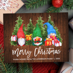 Postal Navidades de guión de pincel Gnomes de color de ag