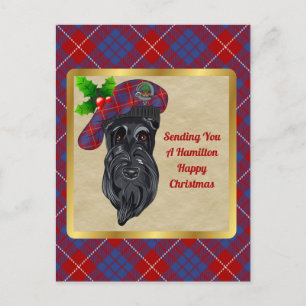 Postal Navidades de Hamilton Clan Badge & Tartan