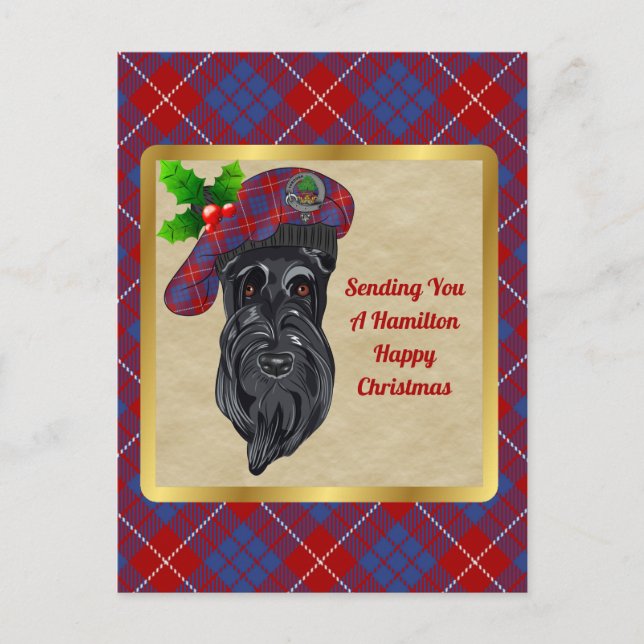 Postal Navidades de Hamilton Clan Badge & Tartan (Anverso)