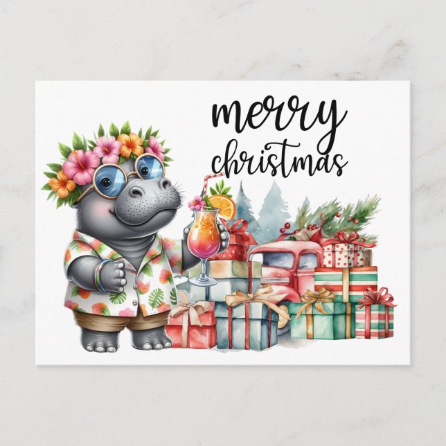 Postal Navidades de Hippo para amantes de los animales (Anverso)