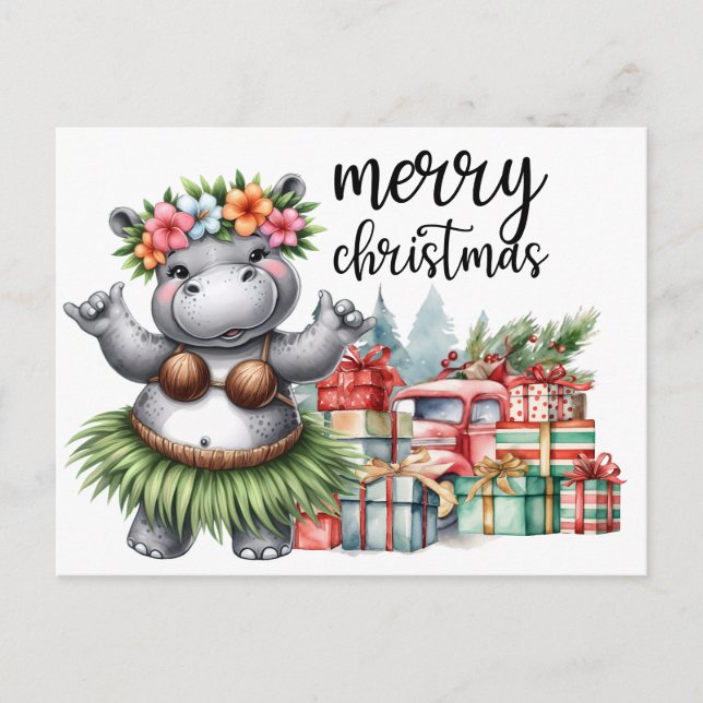 Postal Navidades de Hippo para amantes de los animales (Anverso)