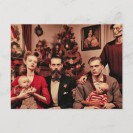 Postal Navidades de horror retro retrato de familia aterr
