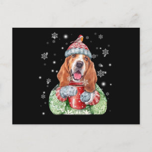 Postal Navidades de invierno cálidos de Basset Hound