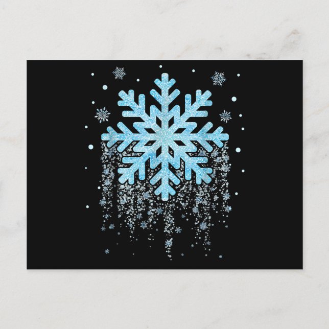 Postal Navidades de invierno con copos de nieve (Anverso)