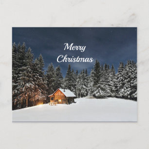 Postal Navidades de invierno de nieve de cañón rústico