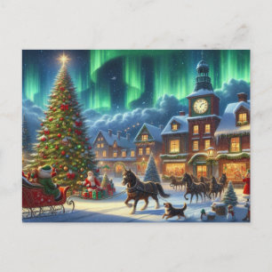 Postal Navidades de invierno Village Aurora Borealis Pint
