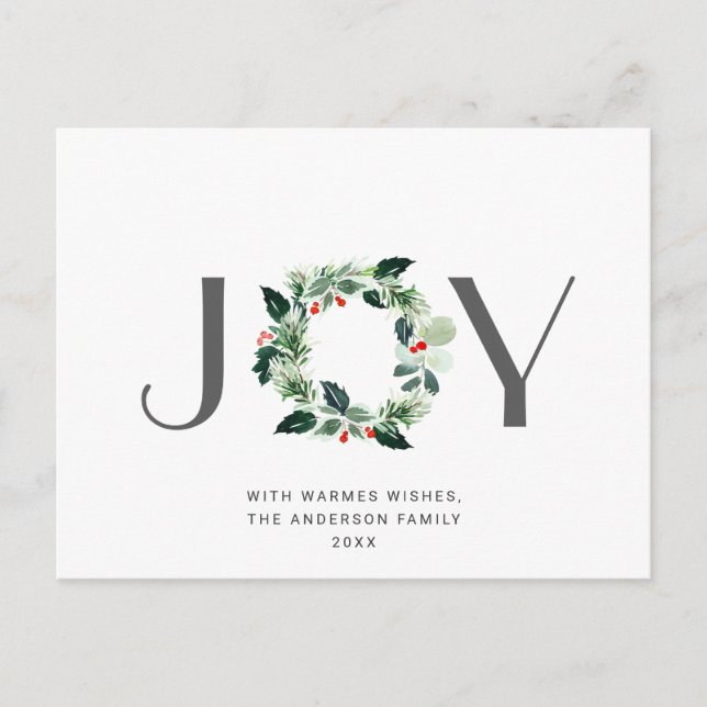 Postal NAVIDADES de JOY Festive Holly Berry saludan feria (Anverso)