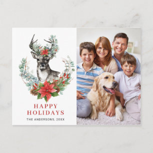 Postal Navidades de la acuarela de la foto saludan feriad