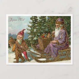 Postal Navidades de la antigua francesa Joyeux Noel Santa