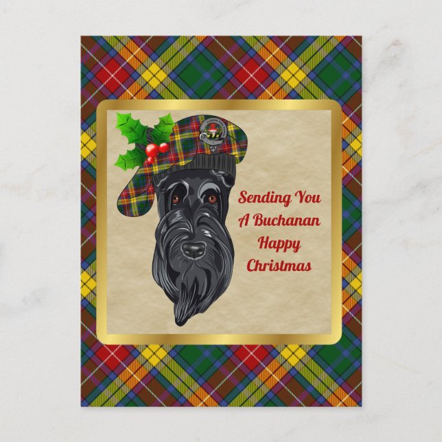 Postal Navidades de la Bandera de los Clanes Buchanan y T (Anverso)