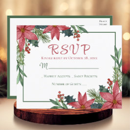 Postal Navidades de la Boda Roja de Invierno de Poinsetti