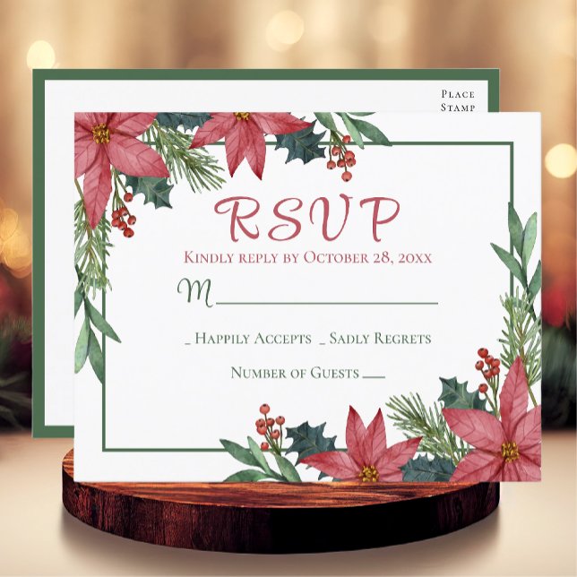 Postal Navidades de la Boda Roja de Invierno de Poinsetti (Subido por el creador)